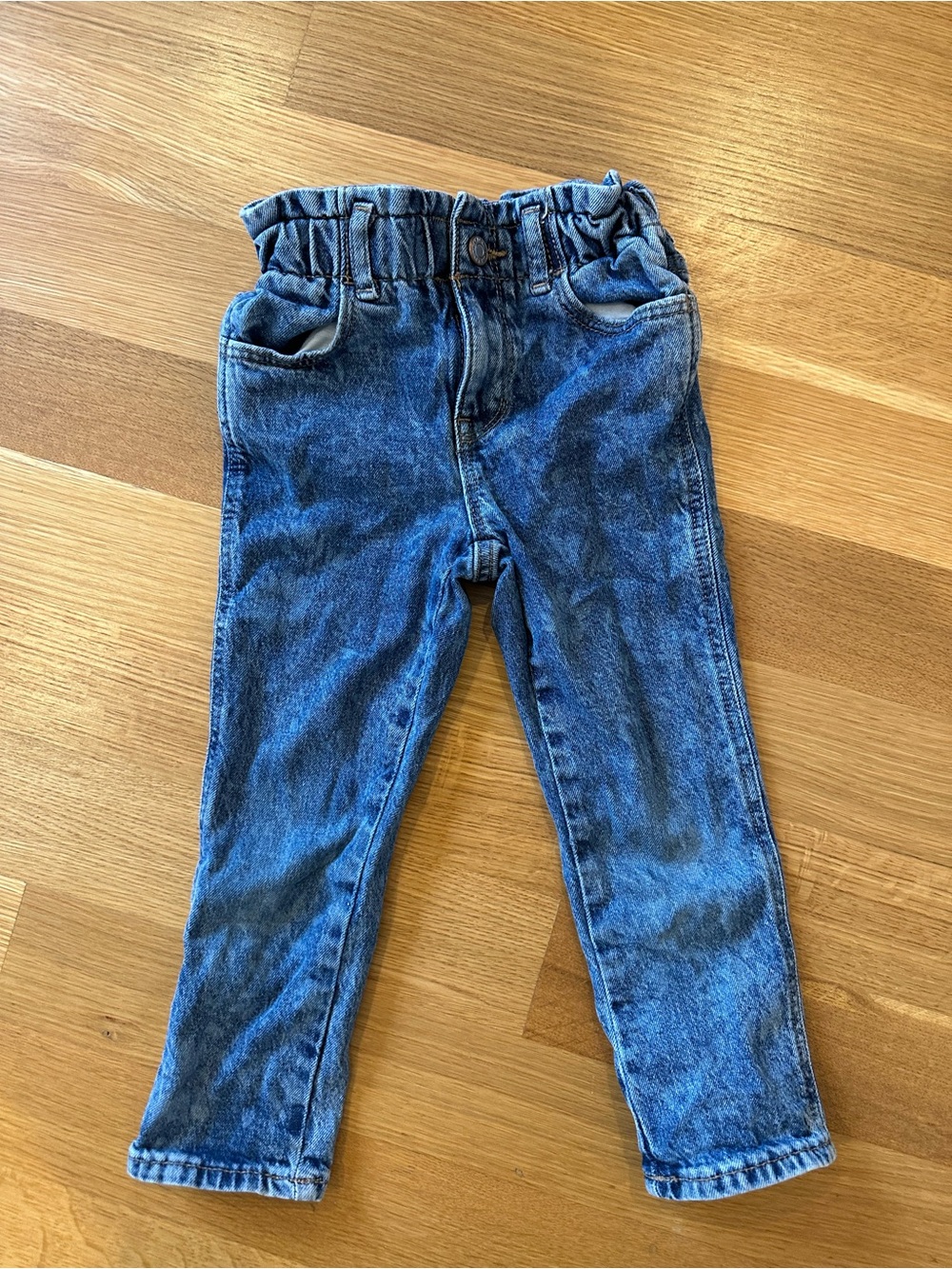 GAP Girls Paperbag Elastic-Waist Denim Jeans - Blue